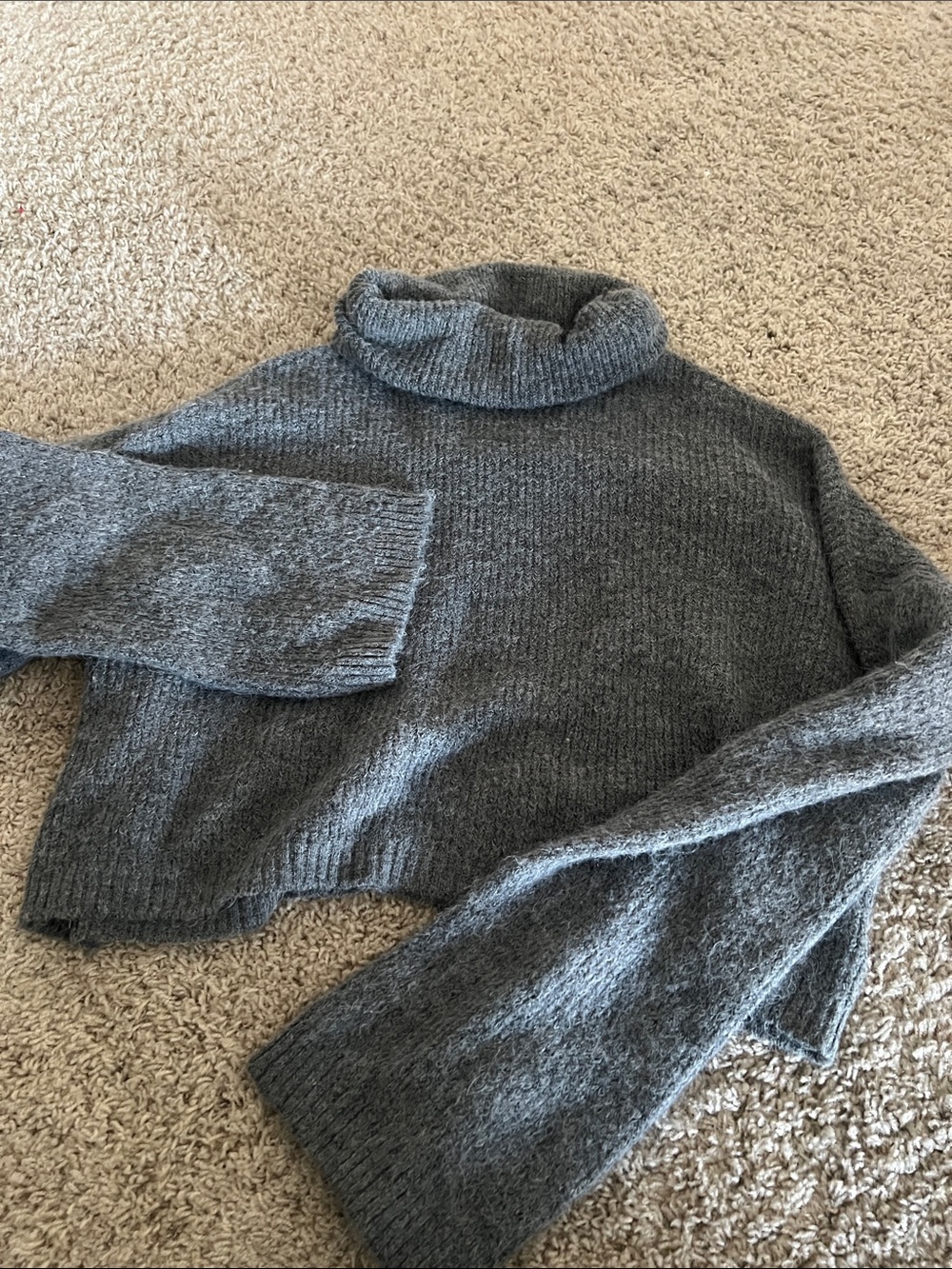 Wild Fable Charcoal Gray Cropped Turtleneck Sweater